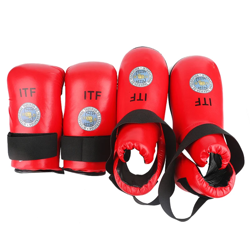 ITF Taekwondo Pirštinės Kojos Kulkšnies Apsaugas PU Odos Pirštinės Kovos Menų, Karatė Mokymas Raštas Įranga