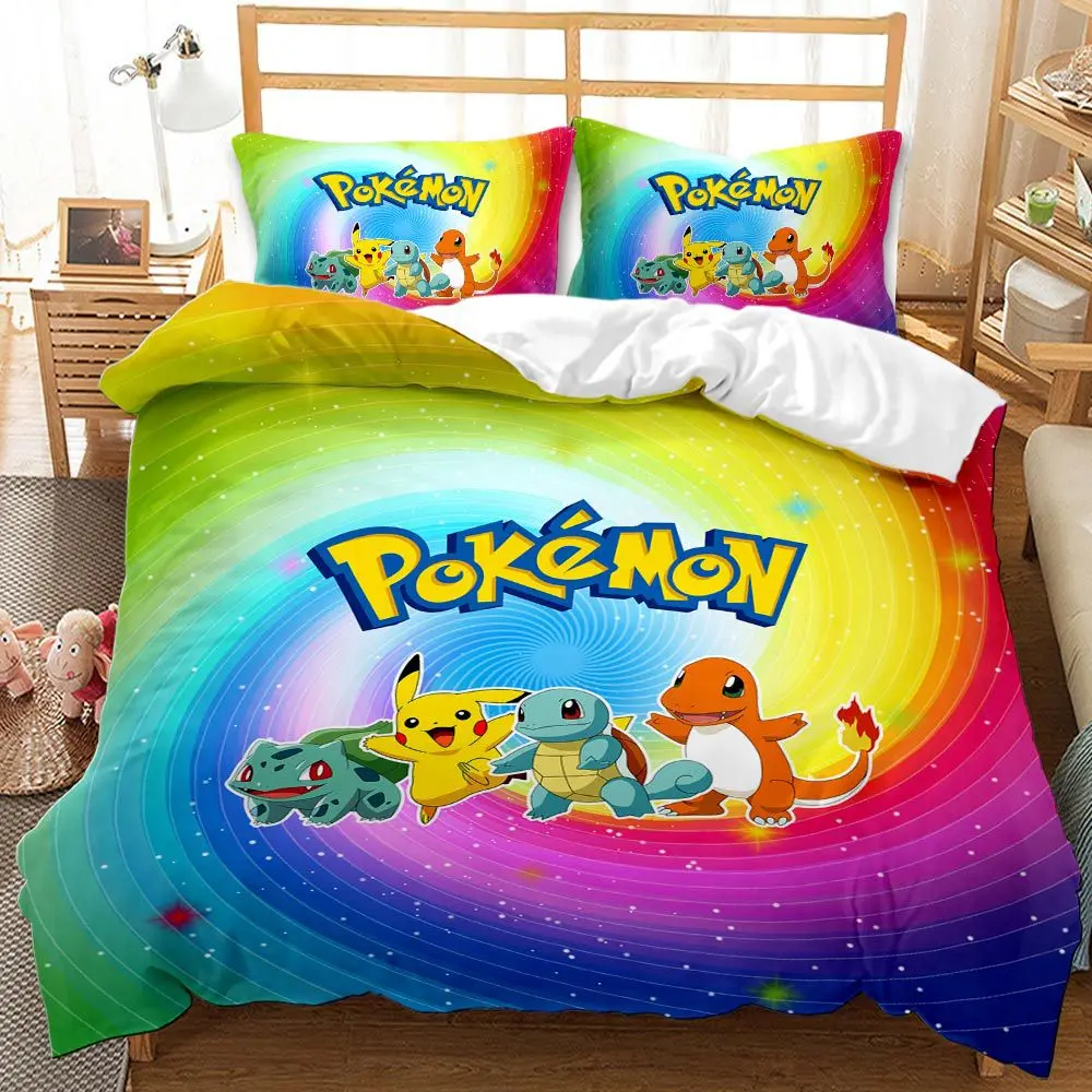 3 vnt Pokemon Bikachu Vaikų animacinių filmų anime patalynės trijų dalių komplektas, Vaikų kambario, apdaila, Namų Trijų dalių kostiumą ant lovos