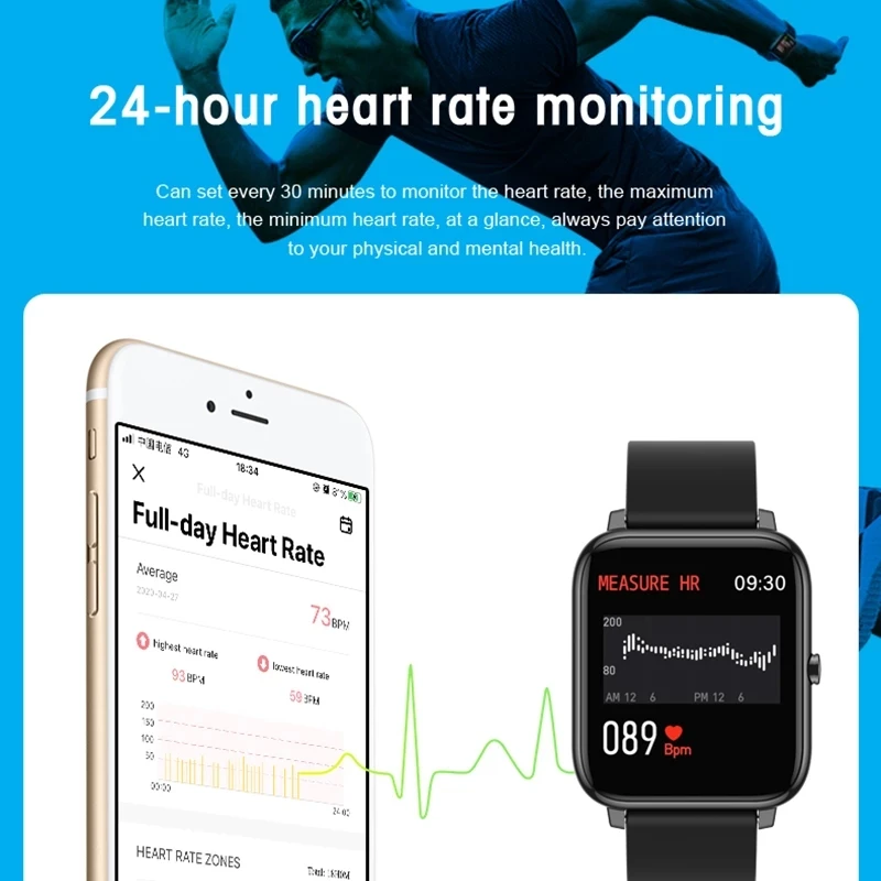 P22 Sporto Smart Watch Vyrų, Moterų Širdies ritmo Miego Stebėjimo Fitneso Apyrankę IP67 Smartwatch Už Xiaomi KOLEGA 
