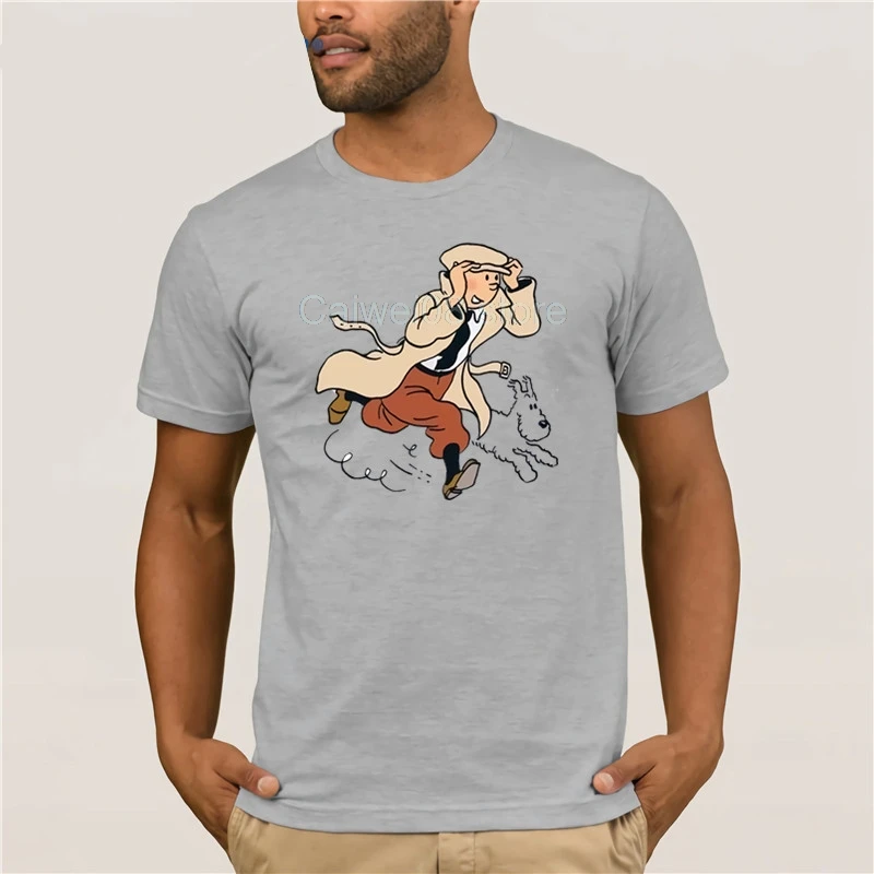 Mados T-shirt vyrai Tentenas Ir Snieguotas Klasikinis Retro Nuotykių Juokingi Komiksas Mens Vyrų Cool Trumpas Rankovės Marškinėliai