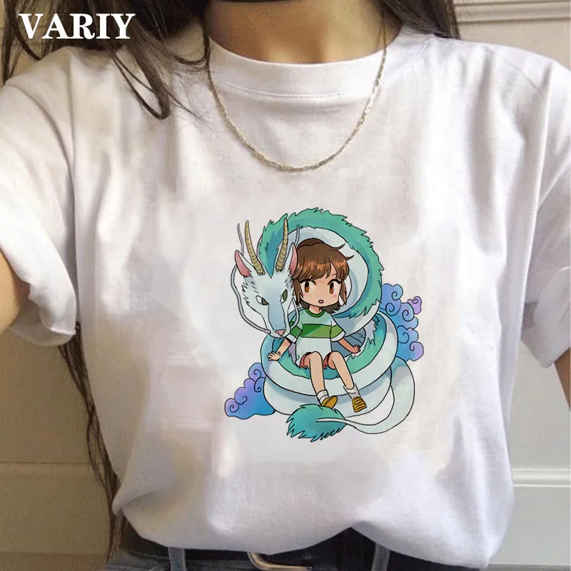Anime marškinėlius moterims Spirited Away vasaros derliaus dragon moterų femme t-shirts Harajuku koszulki negabaritinių grafinis tees moterims