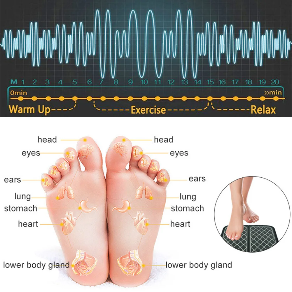 Elektros EMS Foot Massager Trinkelėmis Kojų Akupunktūra Impulsų Stimuliatorius Raumenų Masažas, Magnetinė Terapija Skausmo Įrankis USB Įkrovimas