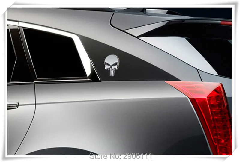 Automobilio Stilius 3D Metalo The Punisher Kaukolės Logotipas Ženklelis Chrysler 300c 300 sebring pt cruiser miestą, šalį voyager 300m pacifica