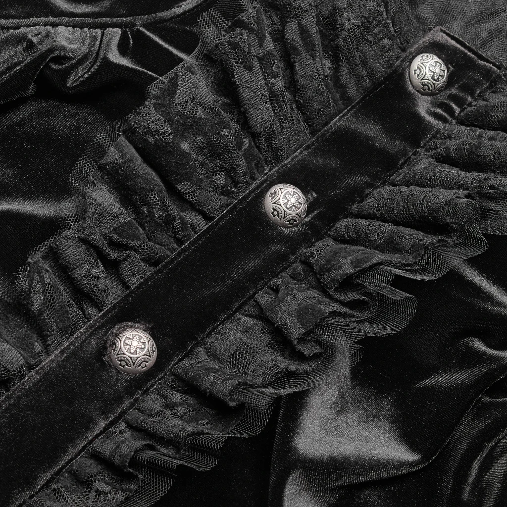 Gotikos Prarasti Classic Black Velvet Marškinėliai, mados Rūmai kilnus Nėrinių Gėlių Akies Šalies Klubas Vyras Marškinėliai palaidinė Punk Rave WY-1070CCM