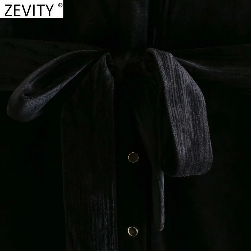 Zevity Moterų Derliaus Viename Krūtinėmis Lankas Varčias Aksomo Mini Suknelė Femme ilgomis Rankovėmis Atsitiktinis Verslo Vestido Marškinėliai, Suknelės DS4821