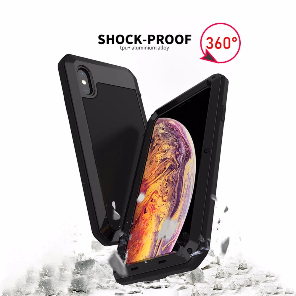 Prabanga Doom Šarvai Gyvenimo Vandeniui Atsparus Aliuminio Metalo Case For IPhone 12 XS Max XR X 8 7 5S 6S 11 Pro PILNAS draudimas 360 Šoko Įrodymas