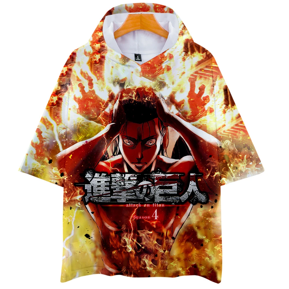 Išpuolis Titan Marškinėlius Anime Vyrų Gobtuvu marškinėliai Vasaros trumpomis Rankovėmis Moterims Harajuku Streetwear Unisex Drabužių, Negabaritinių