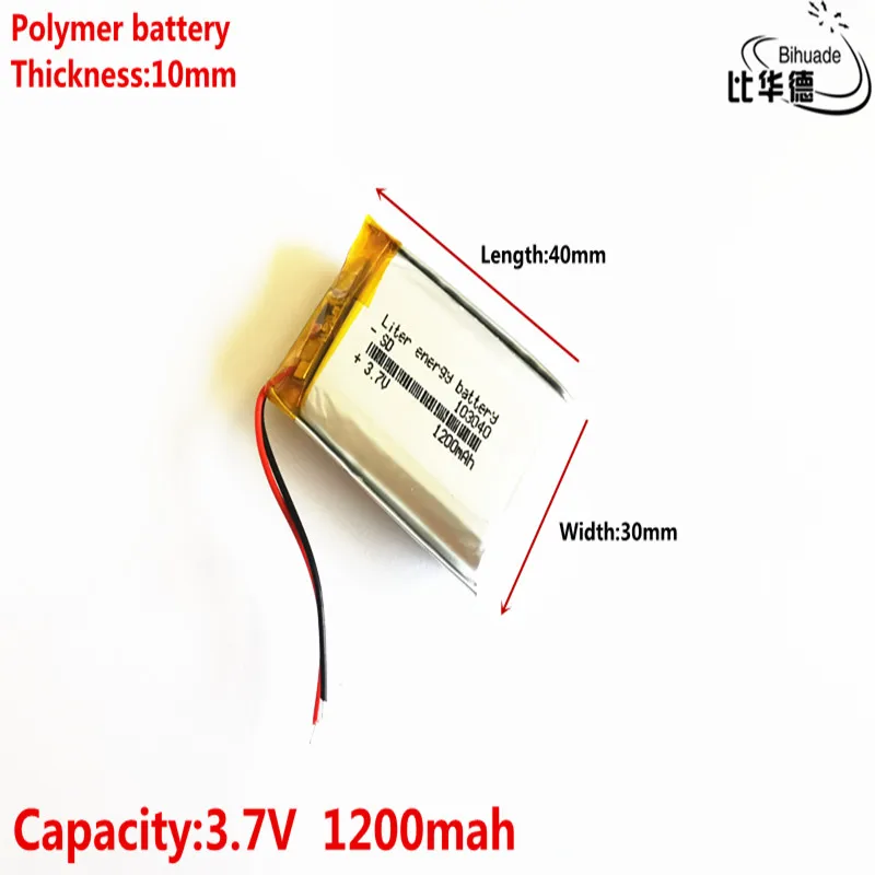 Geras Qulity Litro energijos baterija 3.7 V,1200mAH 103040 Polimeras ličio jonų / Li-ion baterija tablet pc BANKAS,GPS,mp3,mp4