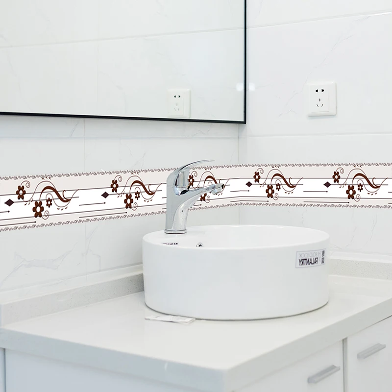 Lipnios Tapetai Sienų PVC, atsparus Vandeniui 3D Sienų Lipduko, Virtuvė, Vonios kambarys Kicking Linijos Lipdukas Juosmens Nuimamas Lipdukai