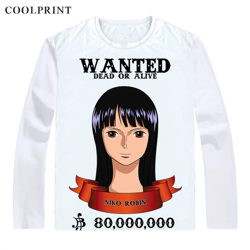 COOLPRINT VIENAS GABALAS Marškinėliai ilgomis Rankovėmis Marškinėliai Anime, Manga Wan Pisu Straw Hat Piratai Nico Robin Velnio Vaikas Niko Robin T-Shirt