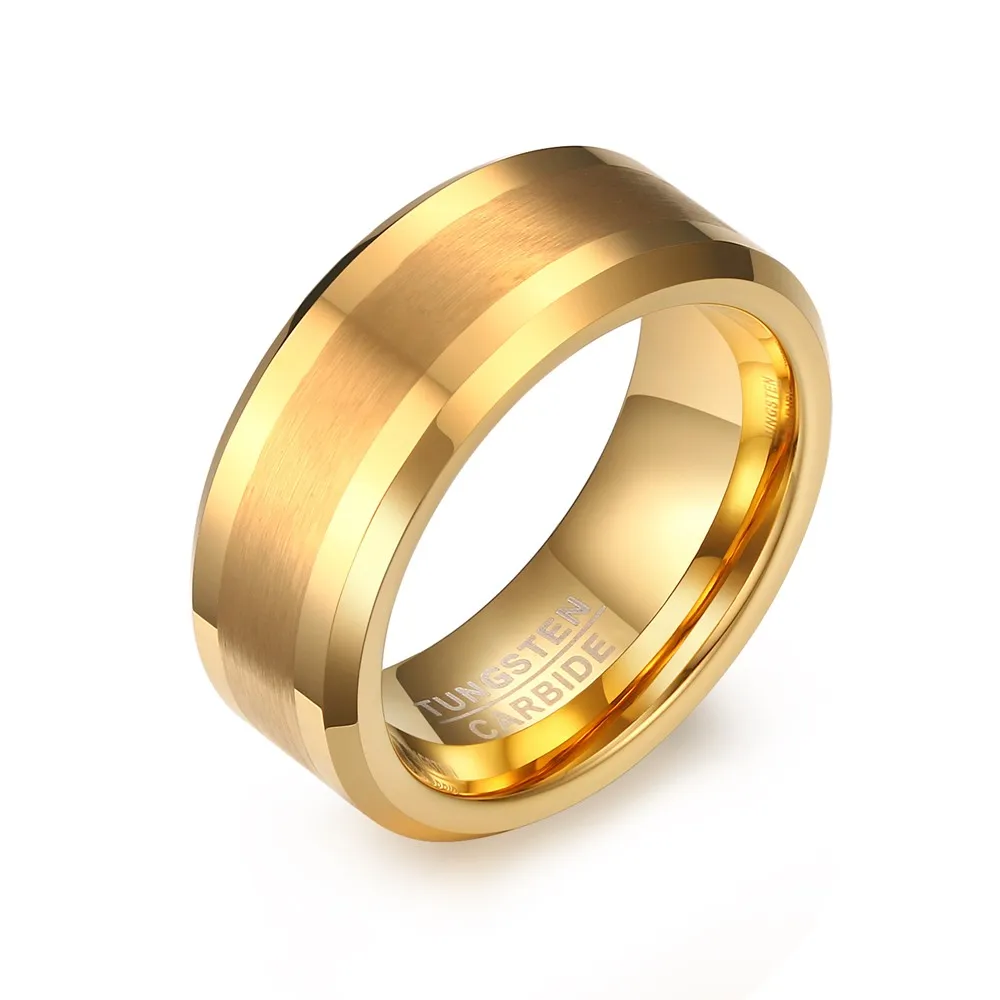 Klasikinis dvi tonas 8mm vestuvių juostoje santuokos žiedai vyrams ir moterims aukso spalvos volframo karbido žiedas papuošalai