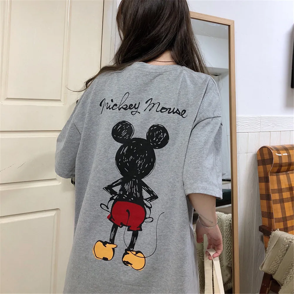 Disney Mickey Mouse T-marškinėliai Moterims Topai Negabaritinių Vasaros Moterų marškinėliai Lady Tees O-kaklo Moterų Mados Drabužių Harajuku Tshirts