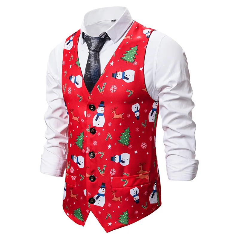 Naujas Kalėdų Vest Naujųjų Metų Vyrų Kalėdų 3D Santa Spausdinti Liemenės Kostiumas, Liemenė Vestuvių Vest MJ185