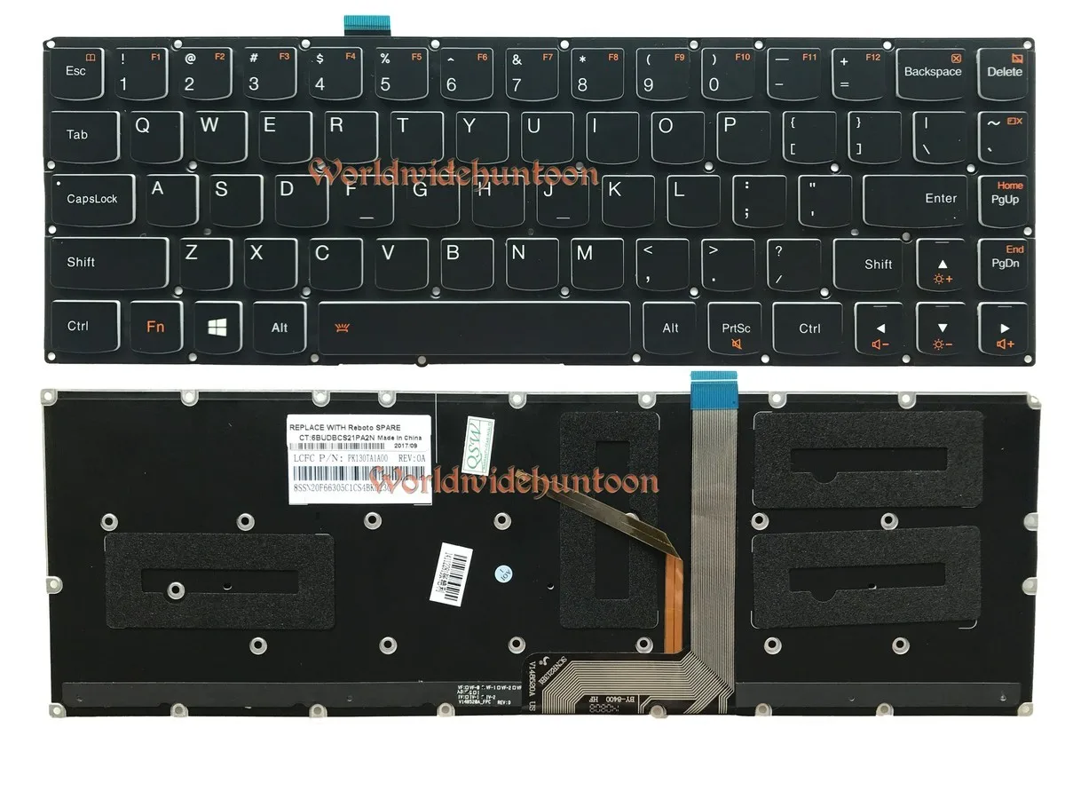 Reboto Aukštos kokybės nešiojamojo kompiuterio Klaviatūra Lenovo Jogos 3 Pro 1370 MUMS Išdėstymo klaviatūra su Apšvietimu, Be Rėmo PK130TA1A00 Išbandyti