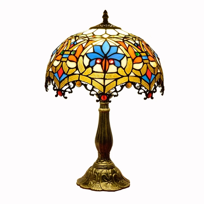 12inch Europos Baroko derliaus Tiffany vitražas stalo lempa kambarį miegamasis Restoranas Klubo KTV juostelė dekoratyvinė lempa