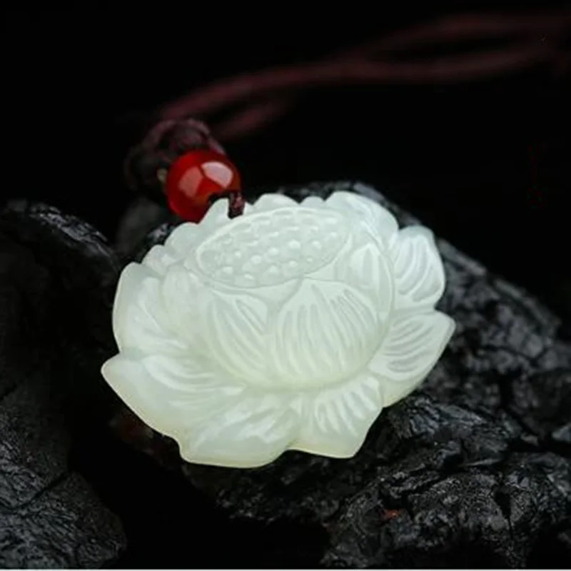 Gamtos Sindziango Jade lotoso Gėlė, Jade Pakabukas Papuošalai Laimingas Laimingas Amuletas Pakabučiai Jade Fine Jewelry