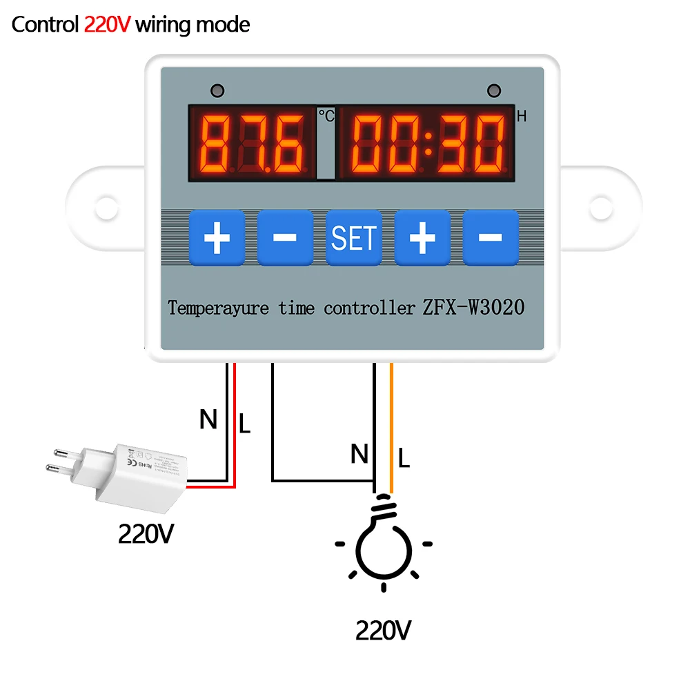 ZFX-W3020 Temperatūros Laiko Reguliatorius Termostatas Kontrolės Kontrolierius Thermoregulator Laikmačio Valdymo Modulis 12V/24V/220V 21% nuolaida