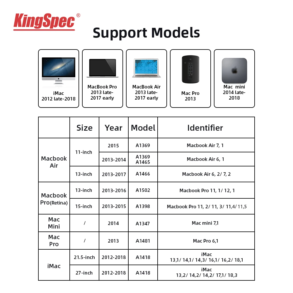 Kingspec 256 GB 512 GB 1 TB NVME SSD Macbook Air11