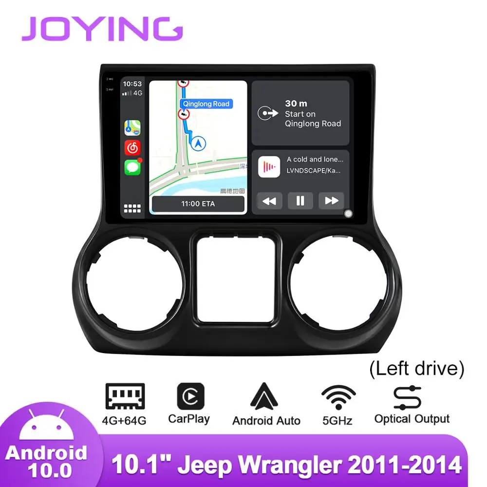 Joying Android10 Automobilio Radijo Jeep Wrangler JK Kairėje Ratai 2010 2011 2012 2013 2016 2017 2018 GPS Carlay DSP 5GWIFI