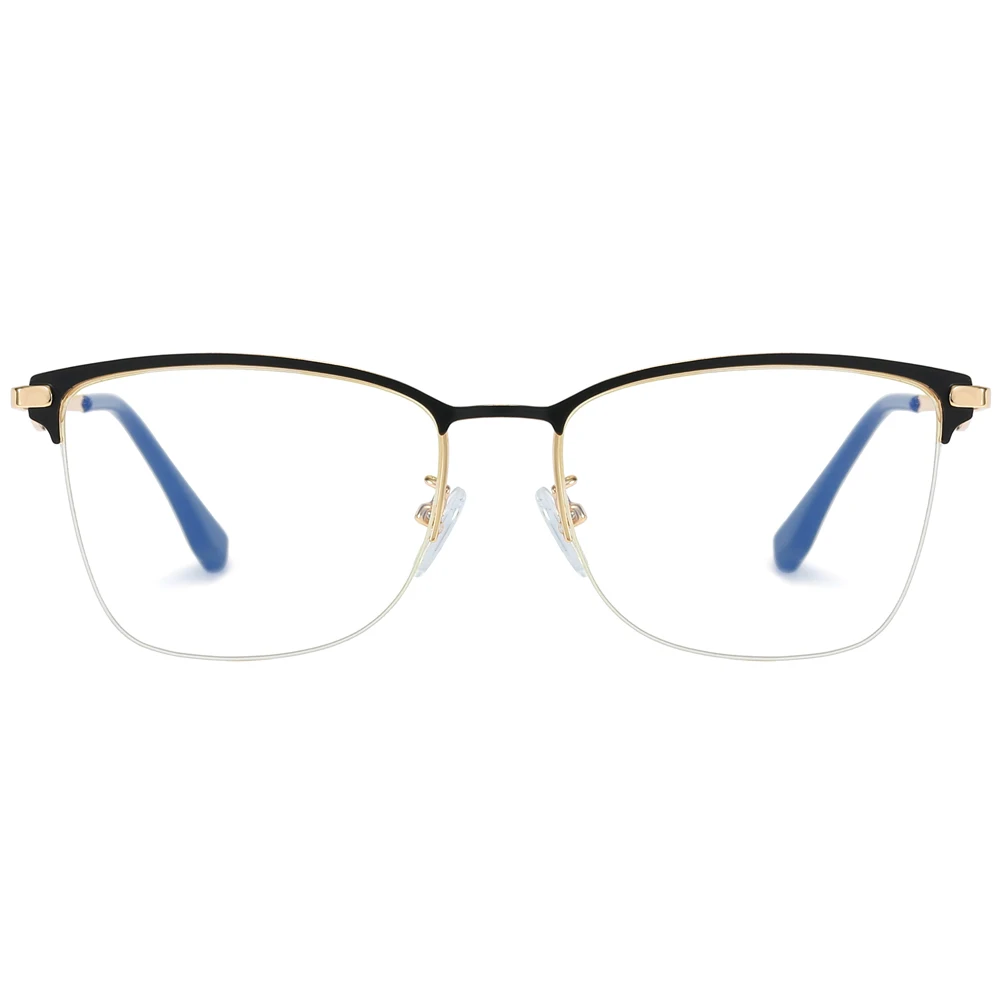 Peekaboo pusiau taškus optiniai akinių rėmeliai moterų gold black metalo kompiuterio aikštė akiniai stabdžių mėlyna šviesa pusė kadrų aišku, objektyvas