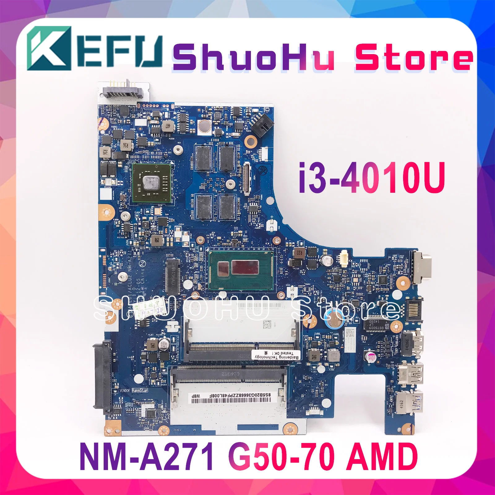 KEFU G50-70 Lenovo G50-70 Z50-70 g50-70m Plokštė I3-4010U ACLU1/ACLU2 NM-A271 Rev1.0 su 