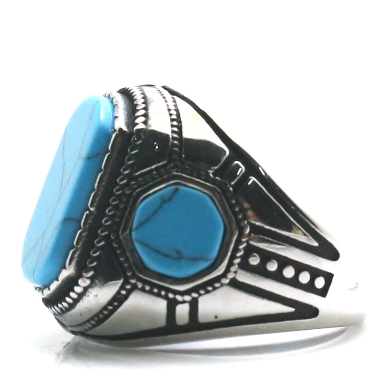 316L Nerūdijančio Plieno Cool Punk, Gothic Vintage Blue Stone Naujausias Žiedas