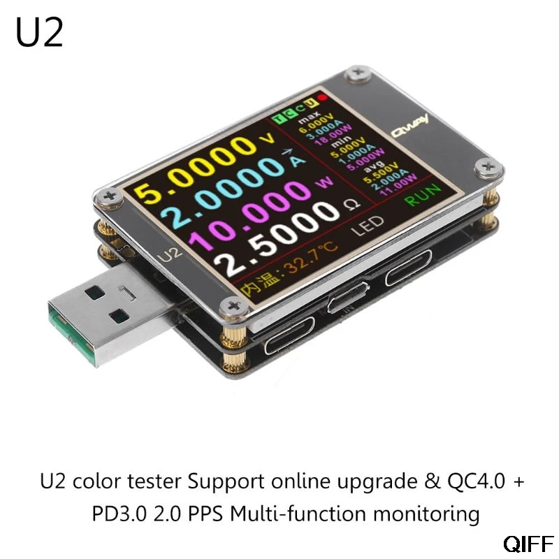 Lašas Laivas&Didmeninė Atnaujintas WEB-U2 USB Testeris QC4.0+ PD3.0 2.0 PGS Greita Įkrovimo Protokolo Talpa nuolatinės SROVĖS matuoklis 4~24V 5A liepos 3