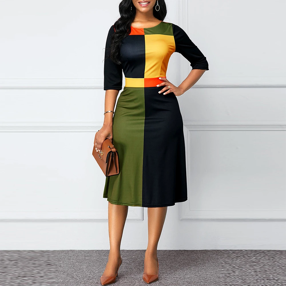 Derliaus Seksualus Geometrinis Kratinys Suknelės Moterų 2020 M. Vasarą, Rudenį Atsitiktinis Plius Dydžio Elegantiškas Plonas Office Ilgas Šalis Suknelė 5XL