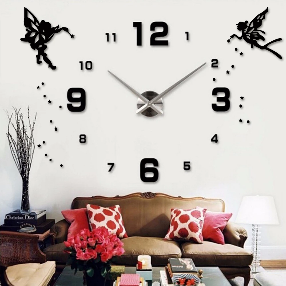Akrilo Silent Didelis Sieninis Laikrodis Modernus Dizainas lipni Angelas Lipduką 