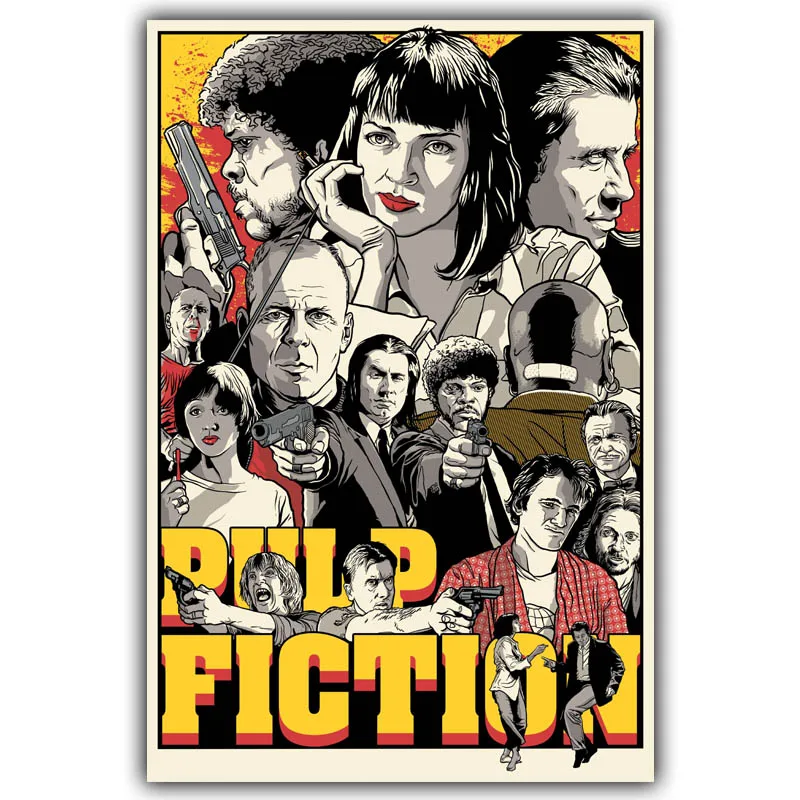 Pulp Fiction Meno Šilko Plakato spauda 30x45cm 50x75cm Filmo Nuotraukų Kambarį Dekoro