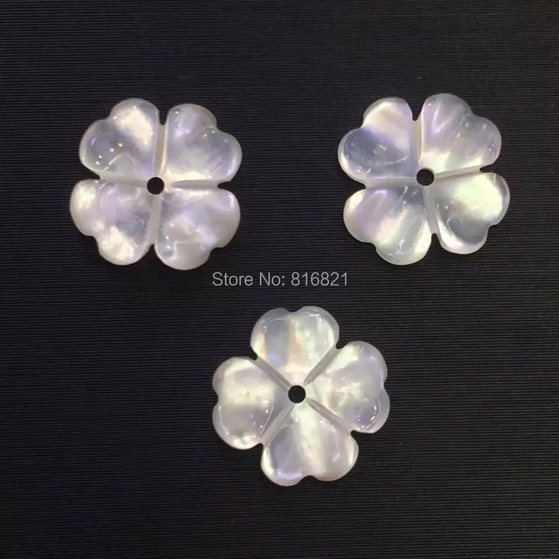 ( 10 vnt/daug ) Naujas 10mm Motina Perlų Balta MOP Korpuso Granulių Raižyti Gėlių Gręžti židinio Karoliukai Pakabukai