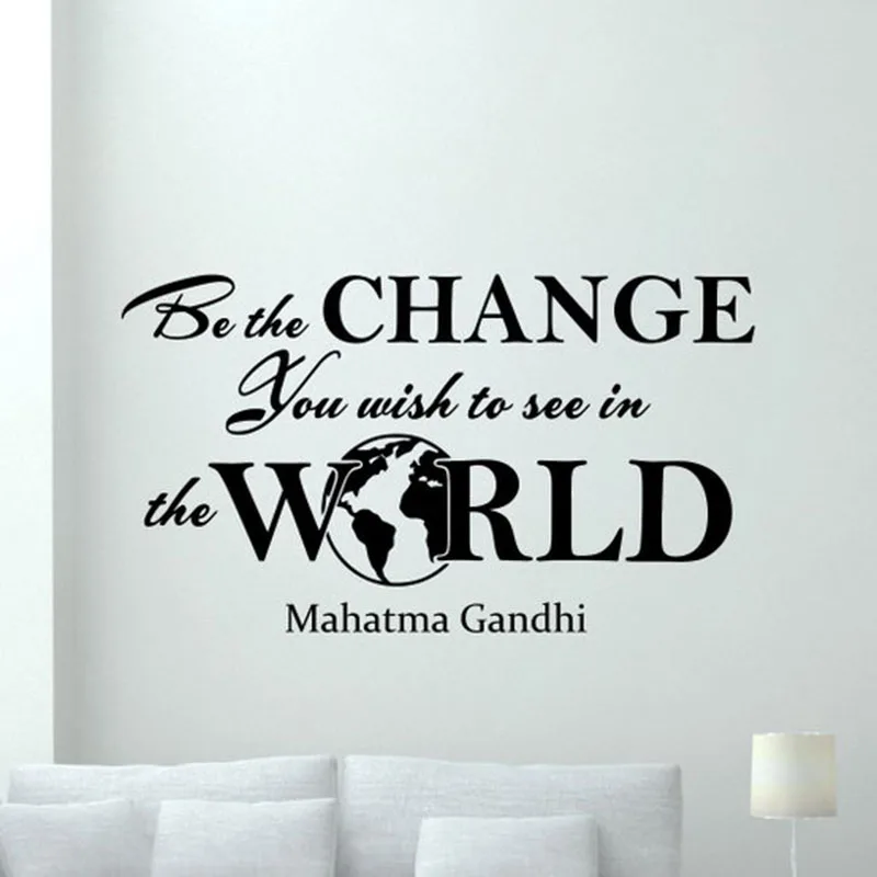 Mahatma Gandhi Citata Sienos Lipdukas Būti Tas Pokytis, Kurį Nori Matyti Pasaulyje Plakatas Vinilo Lipdukas Įkvepiantį Dekoro Freskos X49