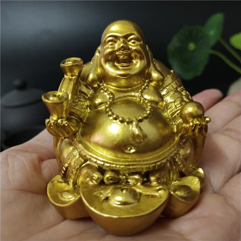 Aukso Laughing Buddha Statula Kinų Feng Shui Pinigų Maitrėjos Budos Skulptūra Figūrėlės Namų, Sodo Puošmena Statulos