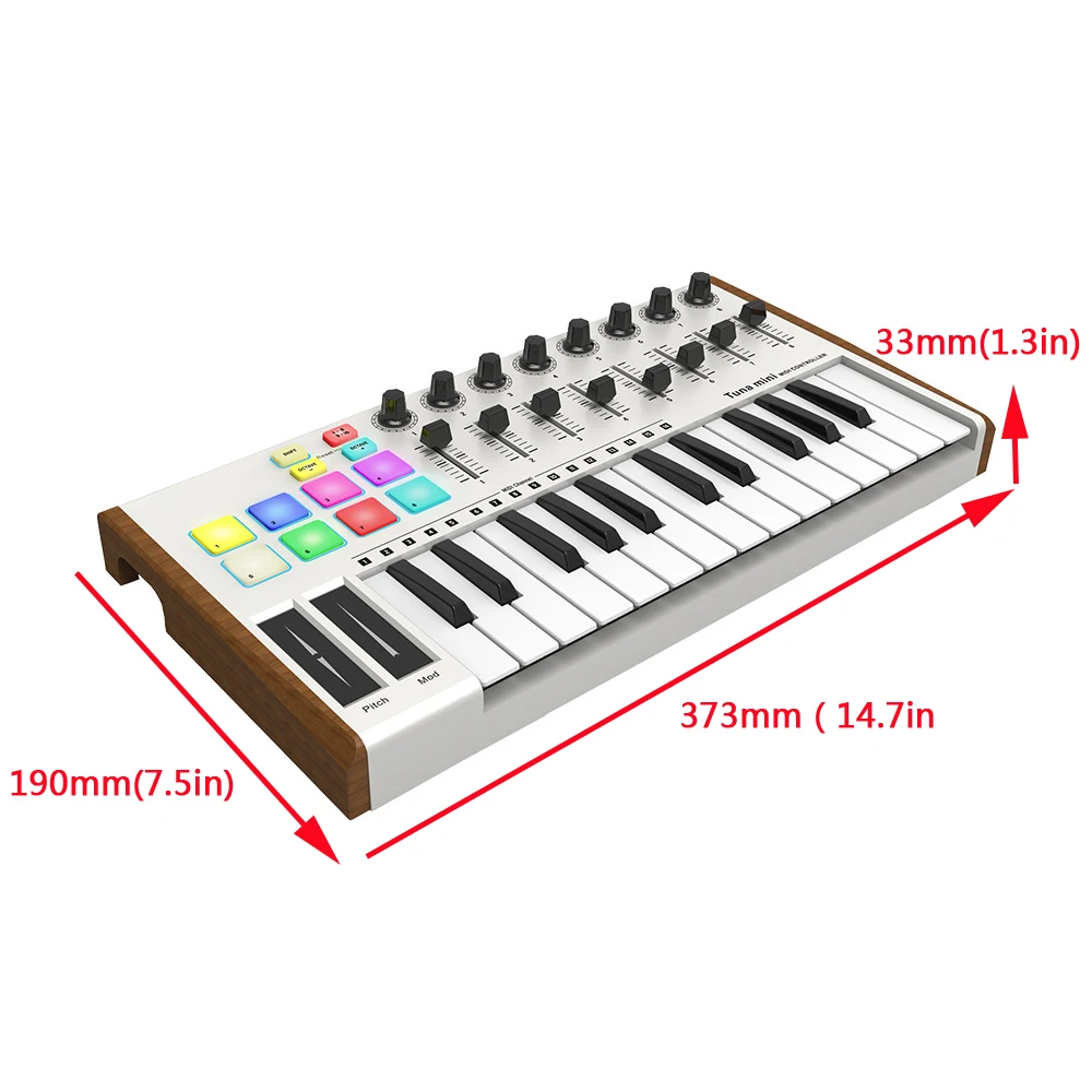 WORLDE TUNŲ Mini 25 Klavišų MIDI Keyboard Controller USB Profesinės MIDI Kontroleriai Elektroninių Aranžuotojas Klaviatūra Su Laidu