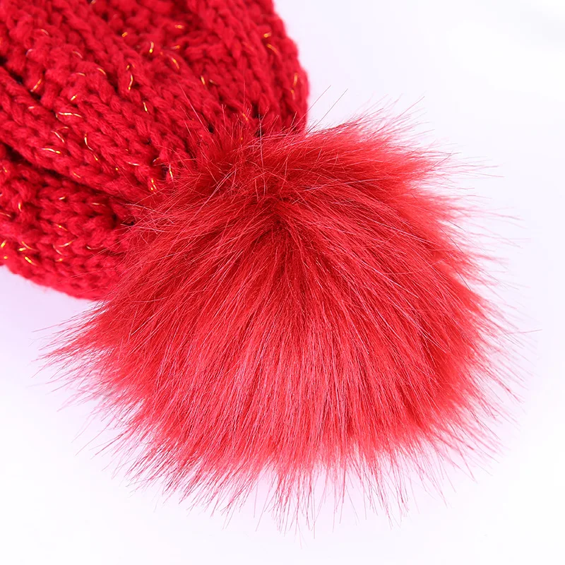Moteriški drabužiai Žiemos Dvigubo sluoksnio Šiltas megzti skrybėlę Plius aksomo Tirštėti Kailio Kamuolys Pompom Slidinėjimo kepurę Skullies Beanies bžūp Moterų Z92
