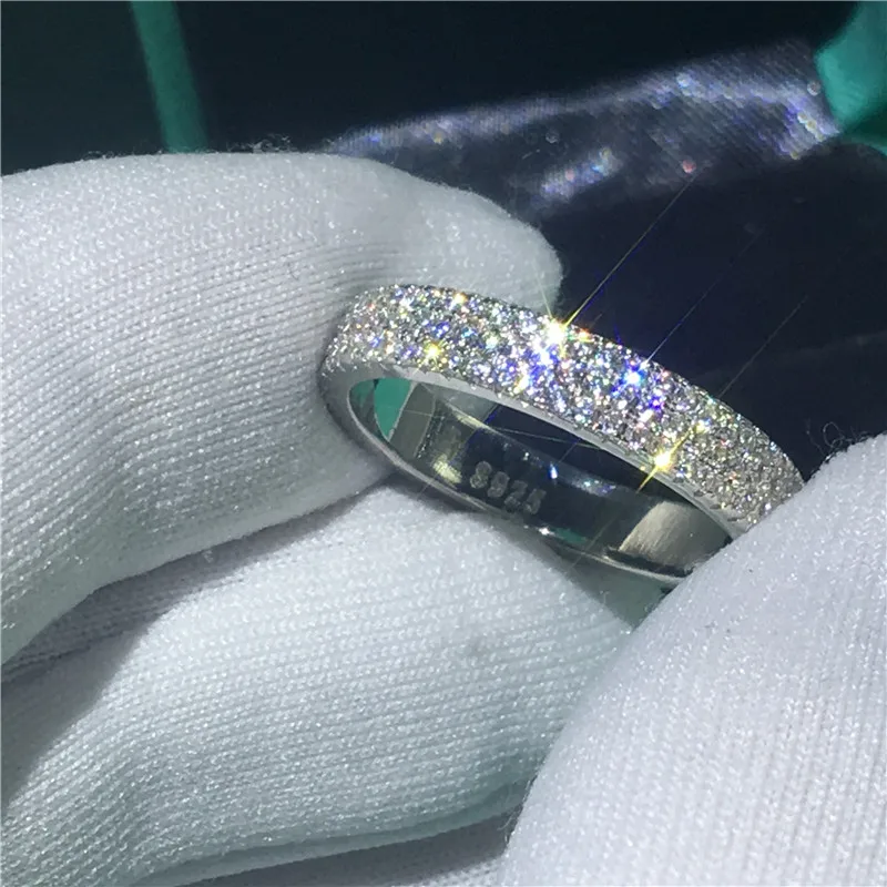 2020 m. Holivudo 925 Sterlingas sidabro Pažadas žiedas Nutiesti AAAAA cz Akmens Sužadėtuvių Vestuvių Juostoje Žiedai, moterų Nuotakos Fine Jewelry