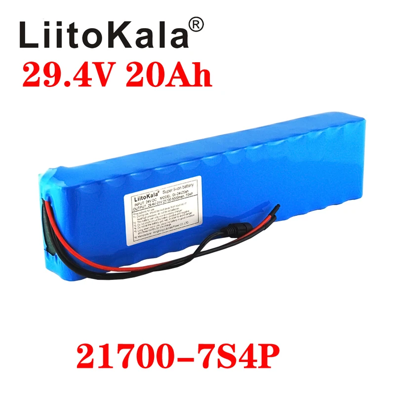 LiitoKala 24V 20Ah 25Ah 30Ah baterija 21700 baterija elektrinis dviratis mopedas /elektra/ličio jonų baterija
