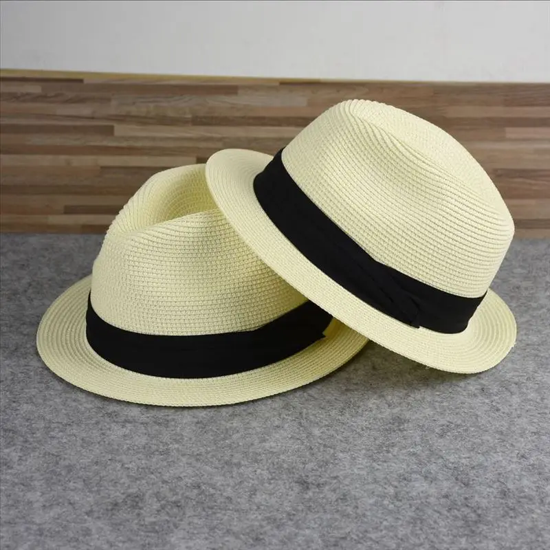 Mažų kraštų dydžio popieriaus šiaudines skrybėles žmogus gražus Vasaros saulė bžūp didelis dydis trilby džiazo skrybėlę plius dydis fedoras 56-58cm 58-60cm
