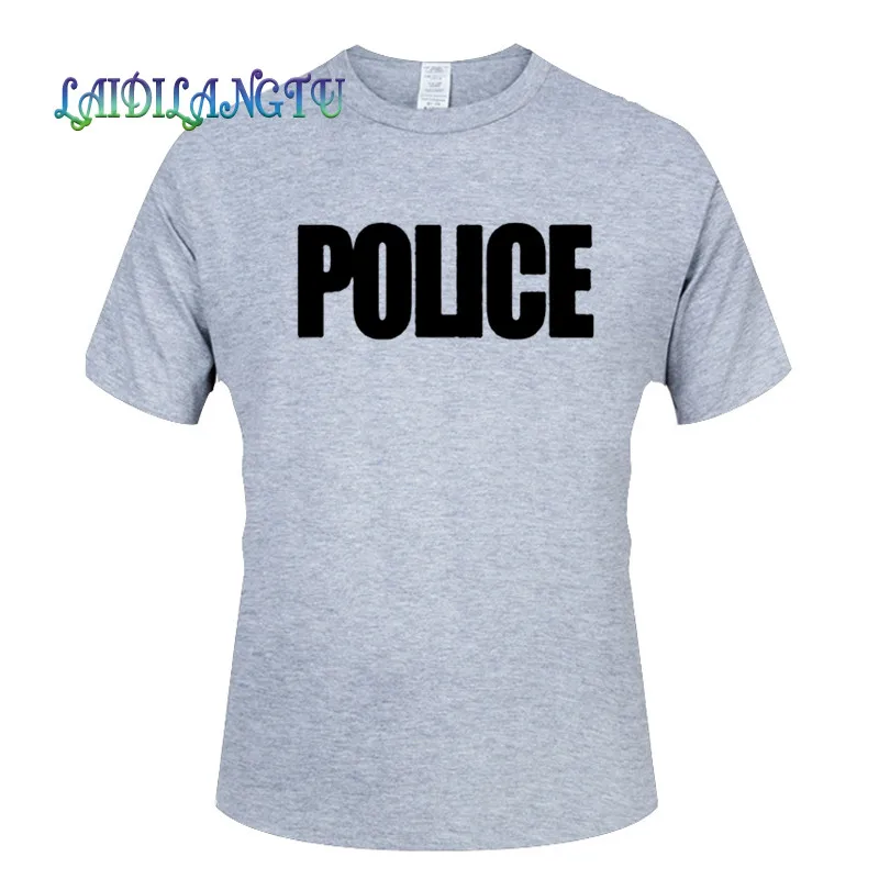 POLICIJOS Šerifo Atveju Bouncer Šalies Guard Policijos Spausdinimo Raundo Kaklo trumpomis rankovėmis marškinėliai