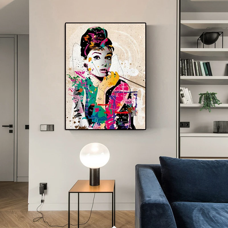 Audrey Hepburn Šiuolaikinio Abstraktaus, Aliejus, Tapyba, Plakatas Spaudinių Drobės Tapybos Sienos Meno Modulinės Sienos Nuotrauka Už Miegamojo Namų Dekoro
