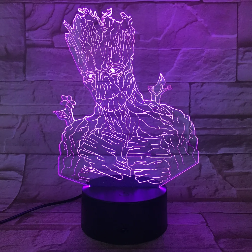 3D784 Naujovė Groot Globėjai 3D LED Šviesos Helovinas Apdailos Dovana Vaikas Atostogų USB 7 Spalvų Keitimas Lavos Lempa Vaikai Pomėgius