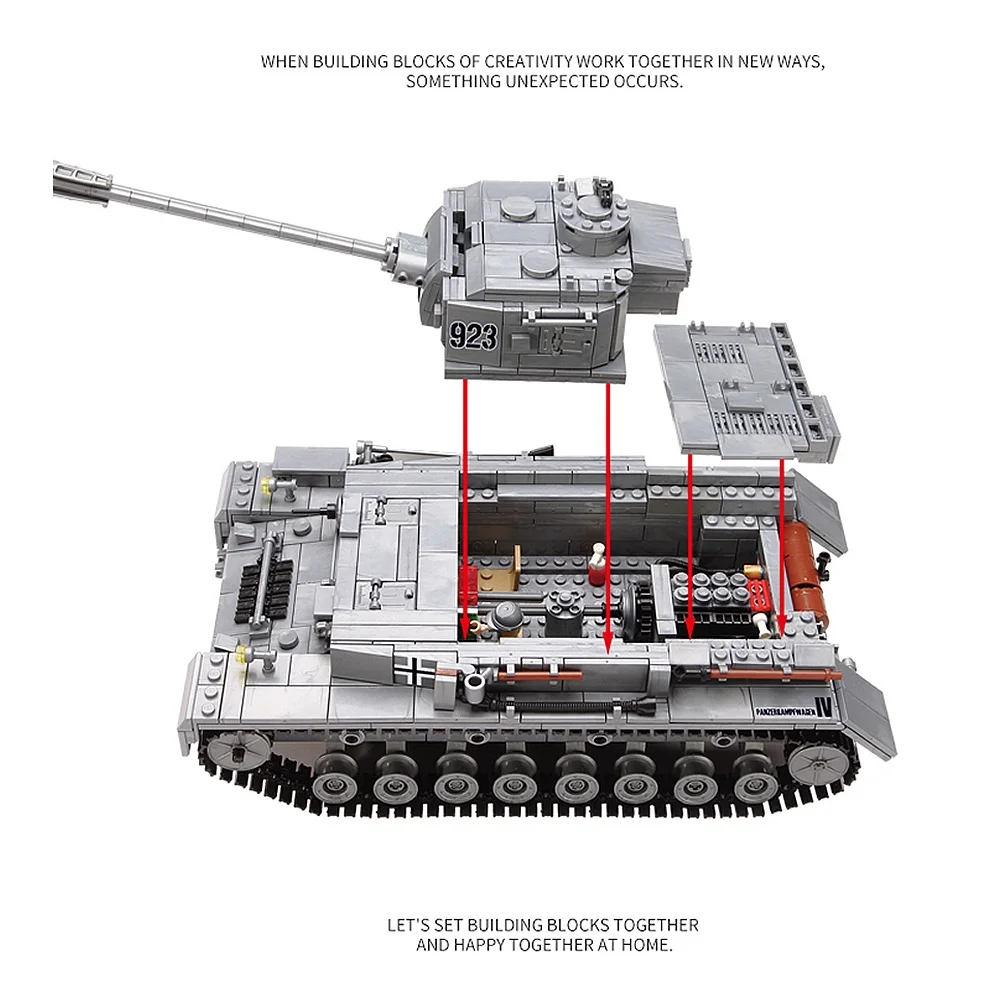 KAZI 1193 VNT blokai Panzer IV F2 Bakas Modelio Kūrimo Bloką, Žaislai Vaikams, Dovanos berniukas ABS Plastiko Statyti Plytų Rinkiniai
