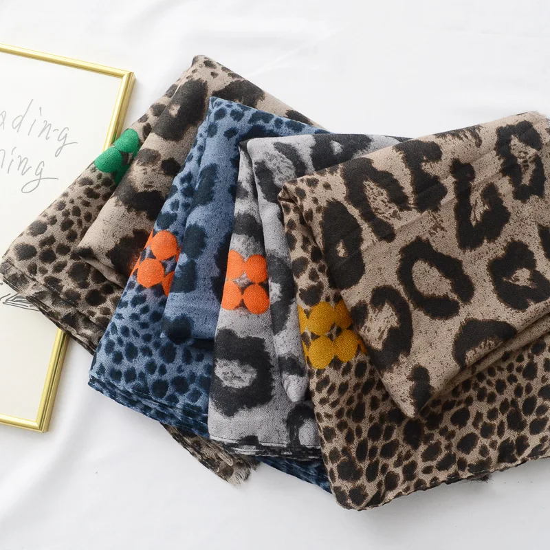 2019 Ispanija Prabangos Prekės ženklo Moterys Leopard Dot Viskozė Šalikas Lady Aukštos Kokybės Pashmina Šaliai ir Antklodės Moterų Foulard Hijab Stoles