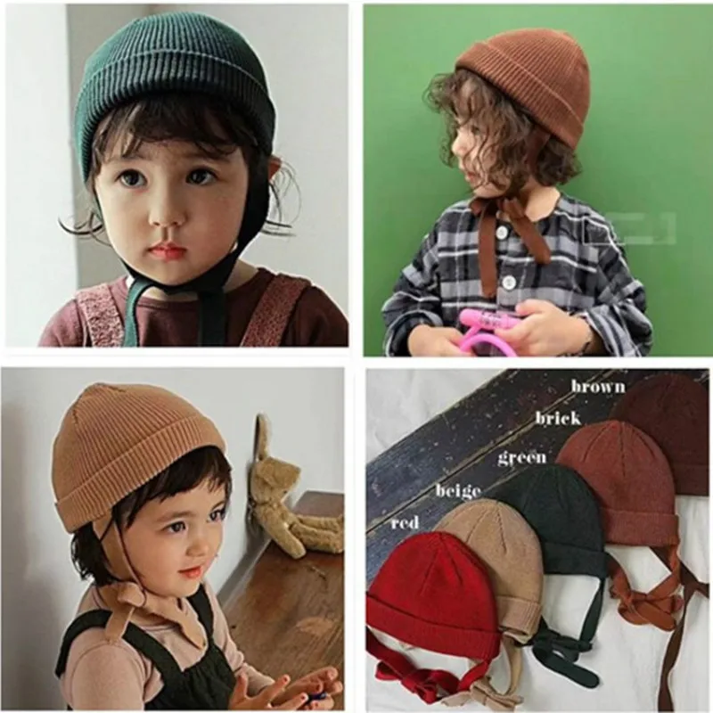 Naujas Mados korėjos Stiliaus Vaikams Kepuraitė Šiltas Žiemą Kepurės Vaikams Mergaičių Megzti Vilnos Earflap Berniukai Cap Baby Skrybėlę