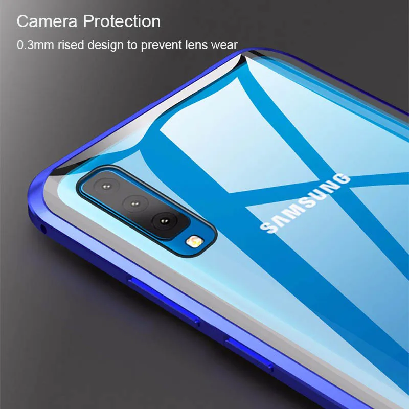 Magnetinio Atveju, Samsung Galaxy A40 A70 Atveju, Atsparus Smūgiams Bamperis Dvipusės Grūdinto Stiklo Metalo Dangtelis, Skirtas 