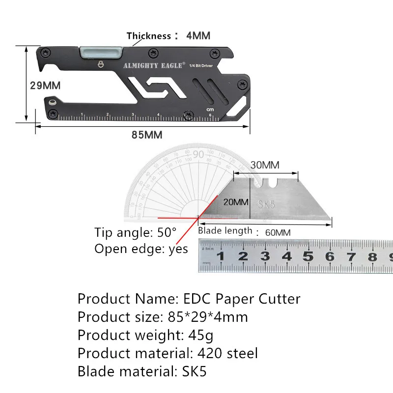 Kartu Įrankis Peiliai Multi-funkcija Lauko EDC Mini Popieriaus Naudingumas Peilis Klavišą Peilis