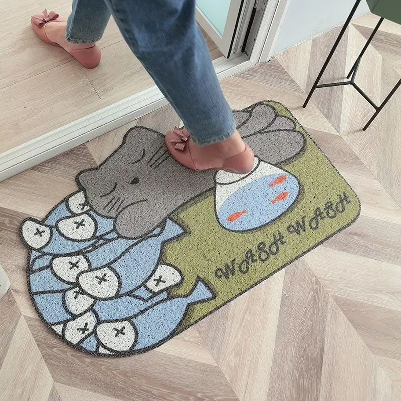 Animacinių filmų PVC grindų kilimėlis mielas Corgi kūrybinė asmenybė duris, mat ne slydimo atsparus vandeniui virtuvės kilimas ins vonios kambarys, neslidžia kilimas