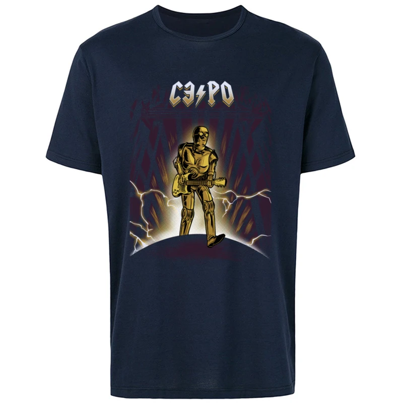 C-3PO Grafinis T-shirt Medvilnės Marškinėlius Vyrams trumpomis Rankovėmis Asmeninį Rock N Roll Viršūnes & Tees Funky Sunkiųjų Metalų Tee Marškinėliai
