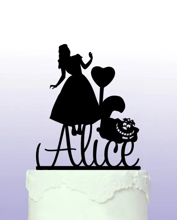 Alifatiniai Alice In Wonderland Asmeninę vardas gimtadienio tortas topper mergaitė princesė kūdikio dušas šalis papuošalai
