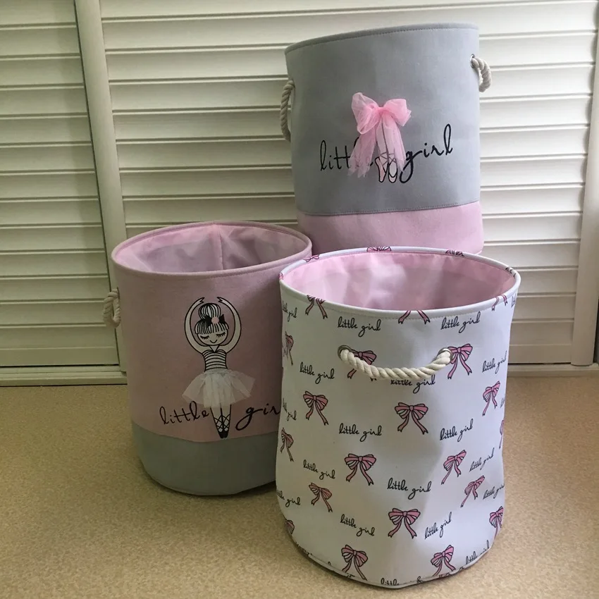 Rankinės Kūdikio Žaislų Saugojimo Krepšys Nešvariais Drabužiais Rožinė Skalbimo Kibirai Batai Baleto Mergina Lankas Spausdinti Organizatorius Namų Laikymo Krepšiai